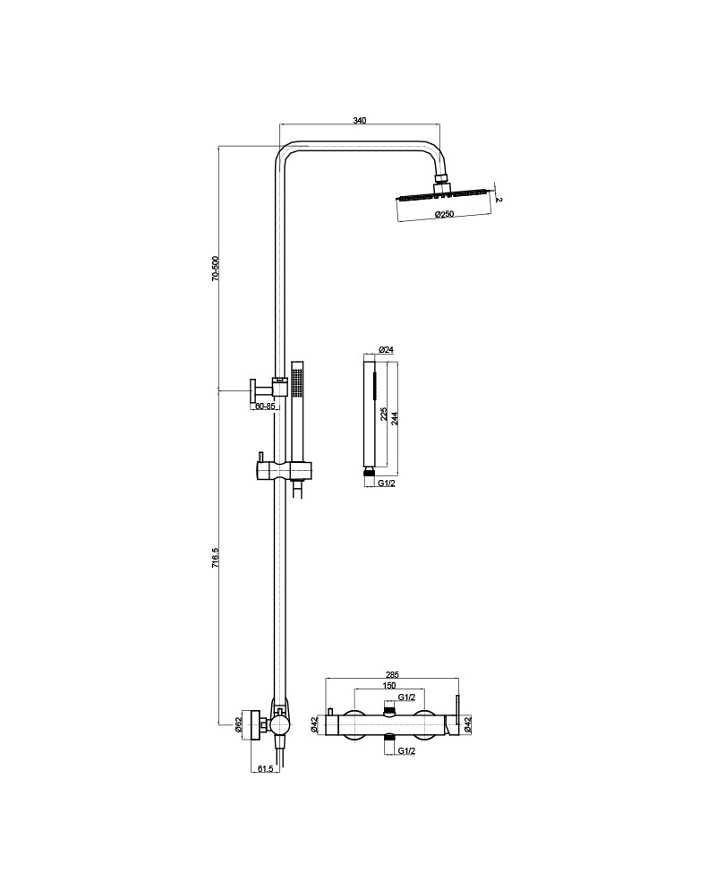 Duschset med Regndusch Cetus Chrome - Image 2